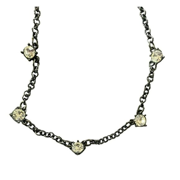 The Limited Black Chain Choker Necklace With Clear Rhinestone Accents - Picture 4 of 5